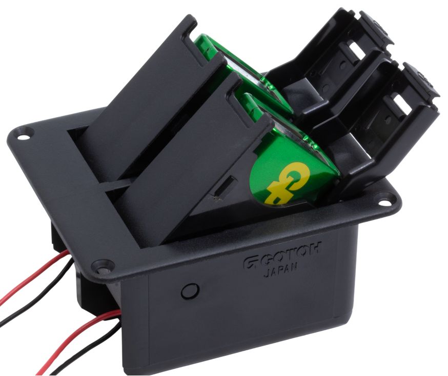 Dual 9 V flip-open battery holder
